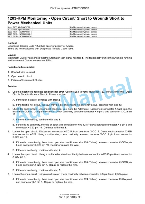 New Holland L223, L225, L230 Tier 4A 200 Series Skid Steer Loader - C232, C238 Tier 4A 200 Series Compact Track Loader Service Manual 47720772-4