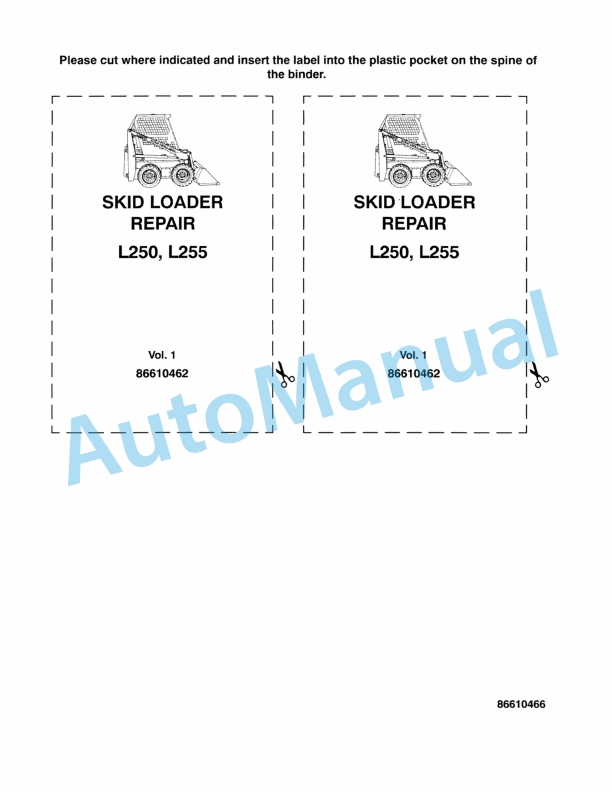 New Holland L250, L255 Skid Loader Repair Manual 86610463
