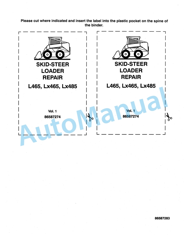New Holland L465, LX465, LX485 Skid-Steer Loader Repair Manual 86587275