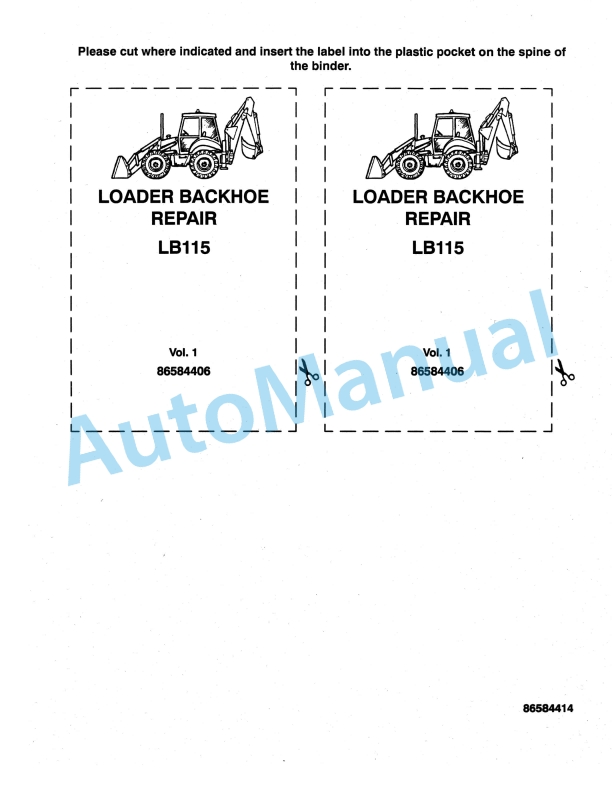 New Holland LB115 Loader Backhoe Repair Manual 86584407
