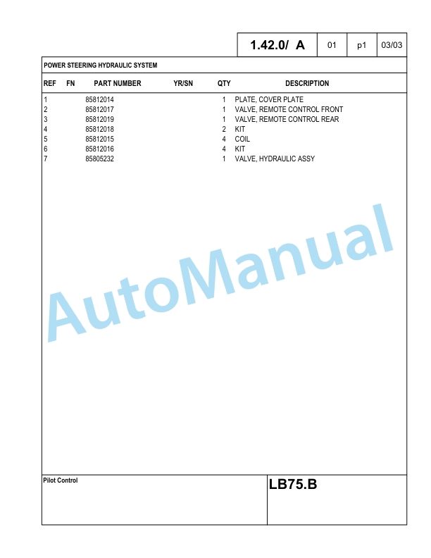 New Holland LB75.B Backhoe Loader Parts Catalogue 6036803200NA-2