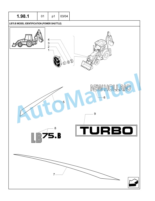 New Holland LB75.B Backhoe Loader Parts Catalogue 6036803200NA-5