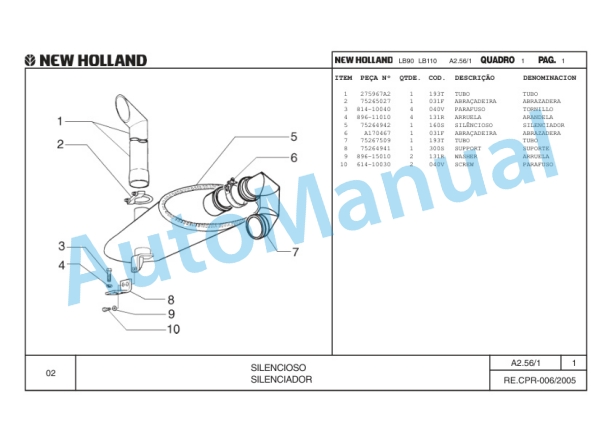 New Holland LB90, LB110 Motor Cummin Backhoe Loader Excavator Parts Catalogue 75314471 BR-2
