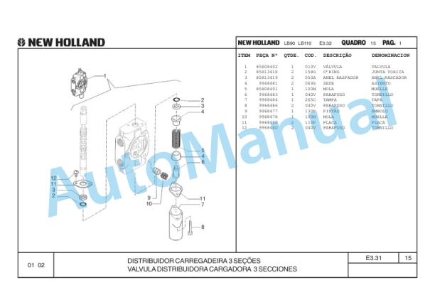 New Holland LB90, LB110 Motor Cummin Backhoe Loader Excavator Parts Catalogue 75314471 BR-4