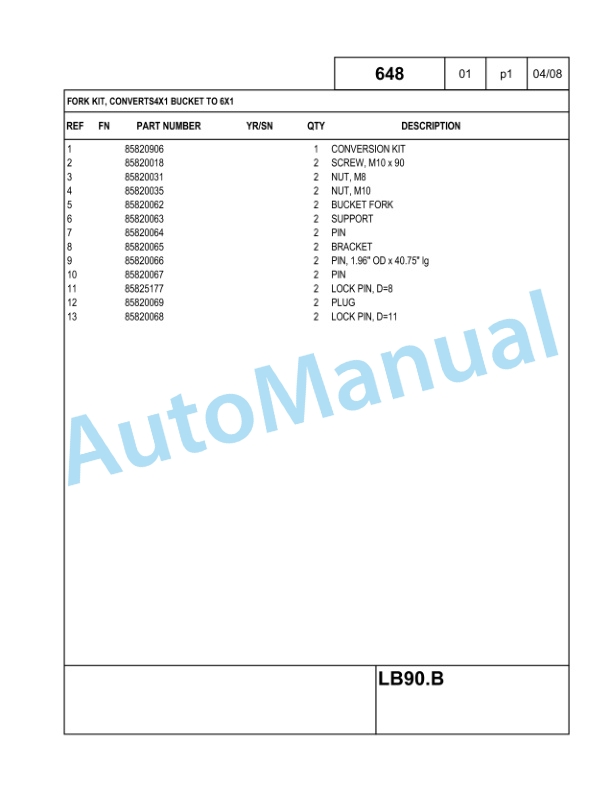 New Holland LB90.B Backhoe Loader Parts Catalogue 6036803300NA-4