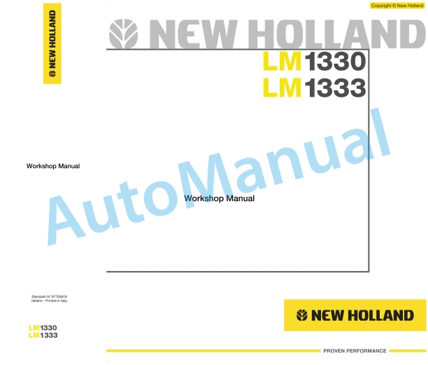 New Holland LM1330, LM1333 Telehandler Workshop Manual 87755818