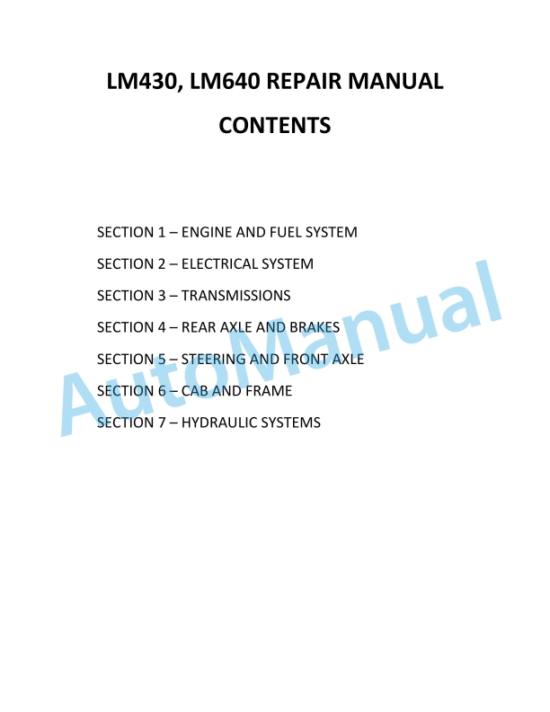 New Holland LM430, LM640 Repair Manual 86584415
