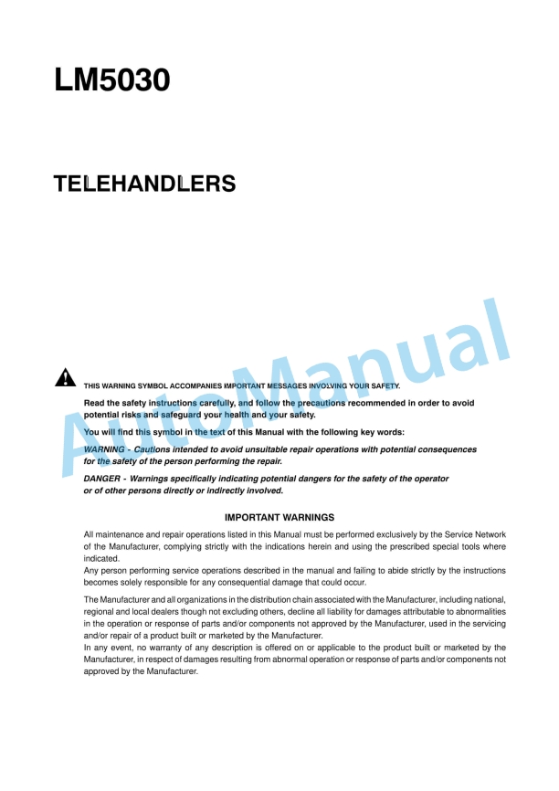 New Holland LM5030 Telehandler Service Manual 84559135