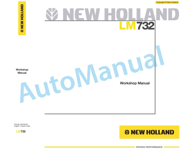 New Holland LM732 Telehandler Workshop Manual 87474474A