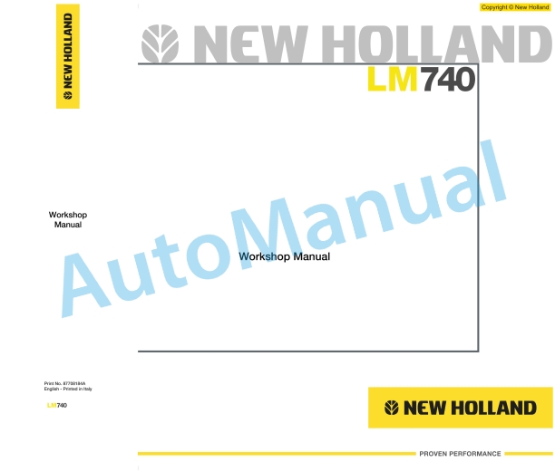 New Holland LM740 Telehandler Workshop Manual 87708184A