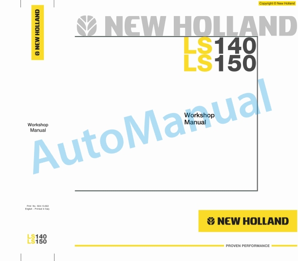 New Holland LS140, LS150 Skid Steer Workshop Manual 60413602