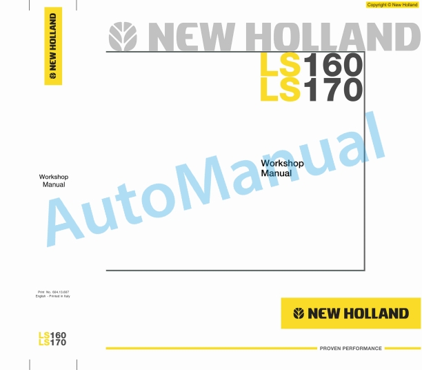 New Holland LS160, LS170 Skid Steer Workshop Manual 60413607