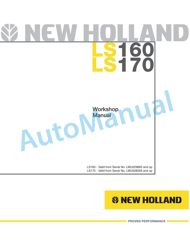New Holland LS160, LS170 Workshop Manual 6041360701