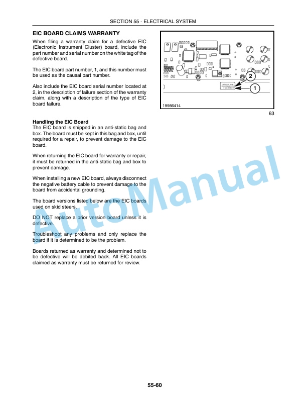New Holland LS180, LS190 Skid Steer Repair Manual 87036994-5