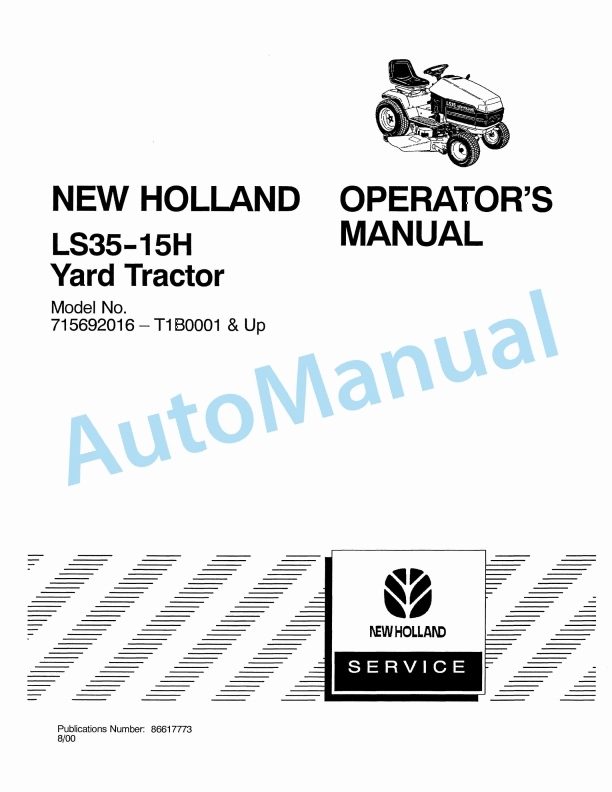 New Holland LS35-15H Yard Tractor Operation and Maintenance Manual 86617773