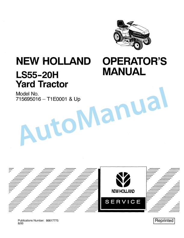 New Holland LS55-20H Yard Tractor Operation and Maintenance Manual 86617775