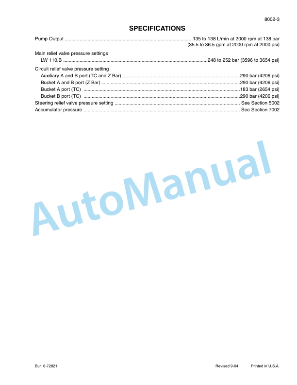 New Holland LW110.B Wheel Loader Service Manual 6-72402-5