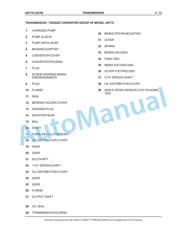 Alternative view of New Holland LW170, LW190 Wheel Loader Service Manual 75131016