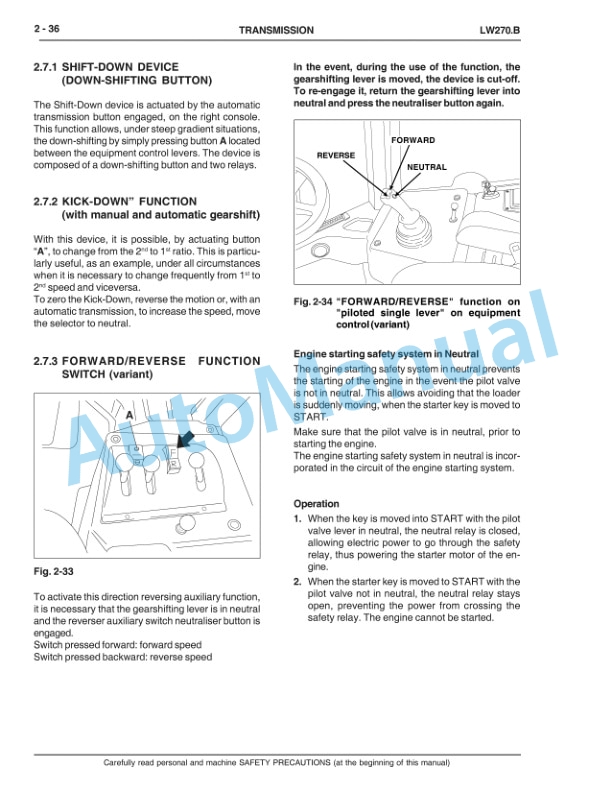 Alternative view of New Holland LW270.B Wheel Loader Service Manual 6036707100