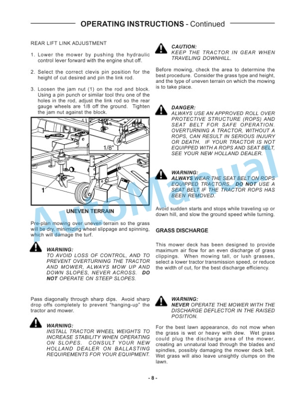 Alternative view of New Holland MC60SD, MC72SD Commercial Front Mount Rotary Mower Operation and Maintenance Manual 87014673