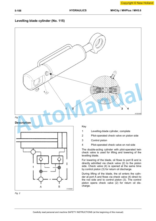 New Holland MH City, MH Plus, MH 5.6 Hydraulic Excavator Workshop Manual 60413557EN-4
