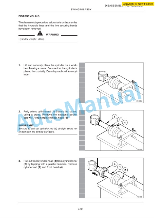 New Holland MH2.6, MH3.6 Excavator Service Manual 60413477-2