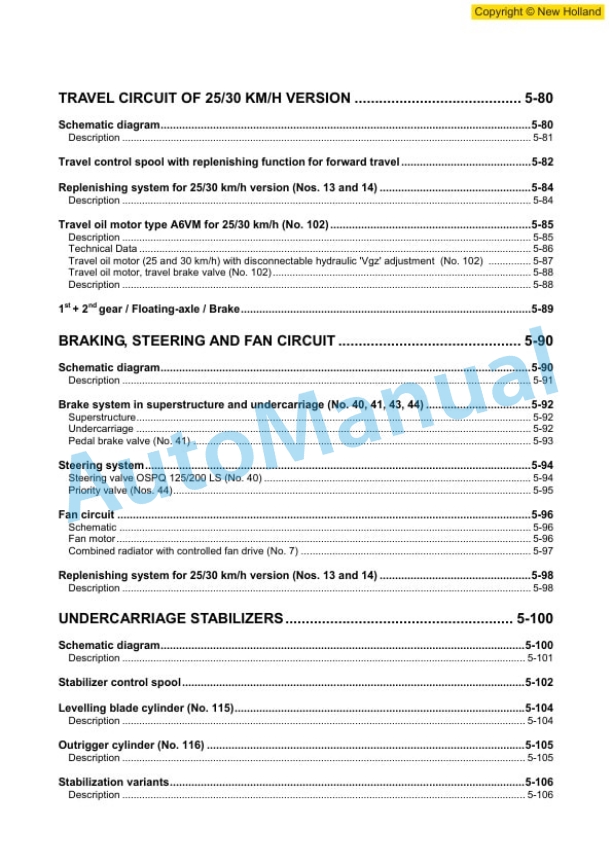 New Holland MH6.6, MH8.6 Hydraulic Excavator Workshop Manual 60413562EN-3