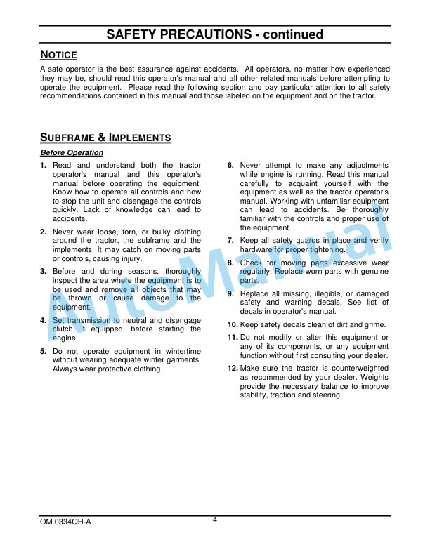 New Holland Quick Hitch - Subframe - Mid PTO Drive Kit Operation and Maintenance Manual 84561152-2