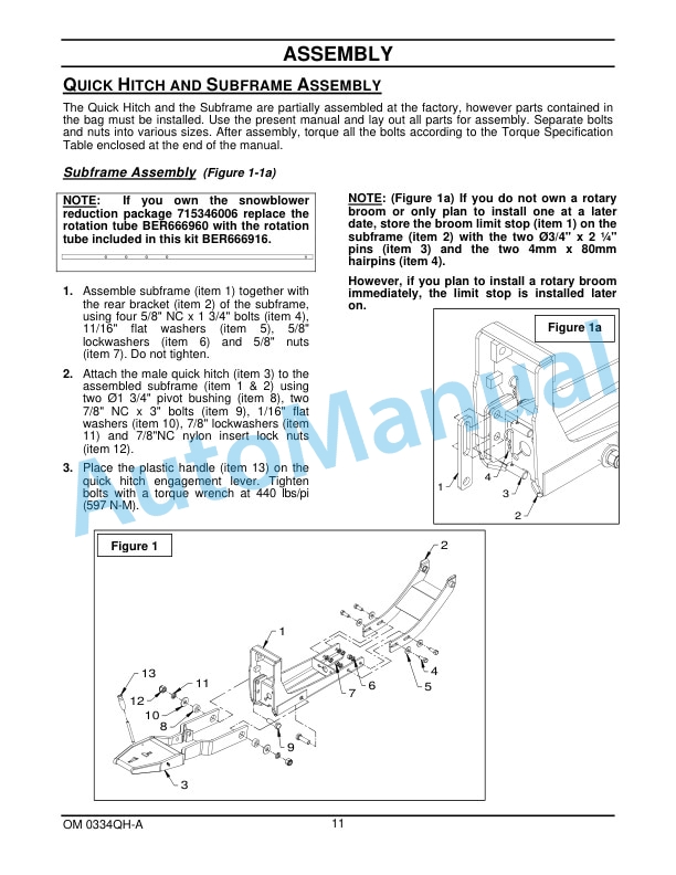 New Holland Quick Hitch - Subframe - Mid PTO Drive Kit Operation and Maintenance Manual 84561152-3