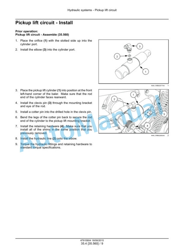Alternative view of New Holland Roll-Belt 150, Roll-Belt 180 Round Baler Service Manual 47915804