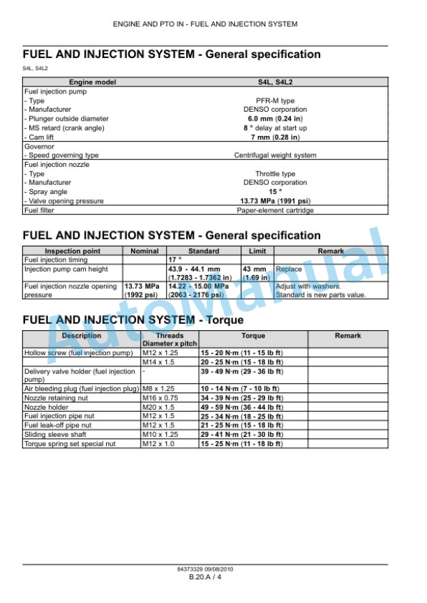 New Holland S4L2, S4L Engine Service Manual 84373329-4
