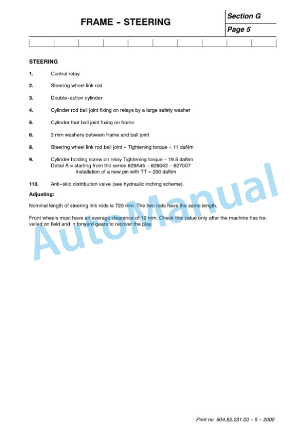 New Holland SB36, SB56, SB58, SB60, SB62, SB64 Grape Harvester Service Manual 6048223100-2