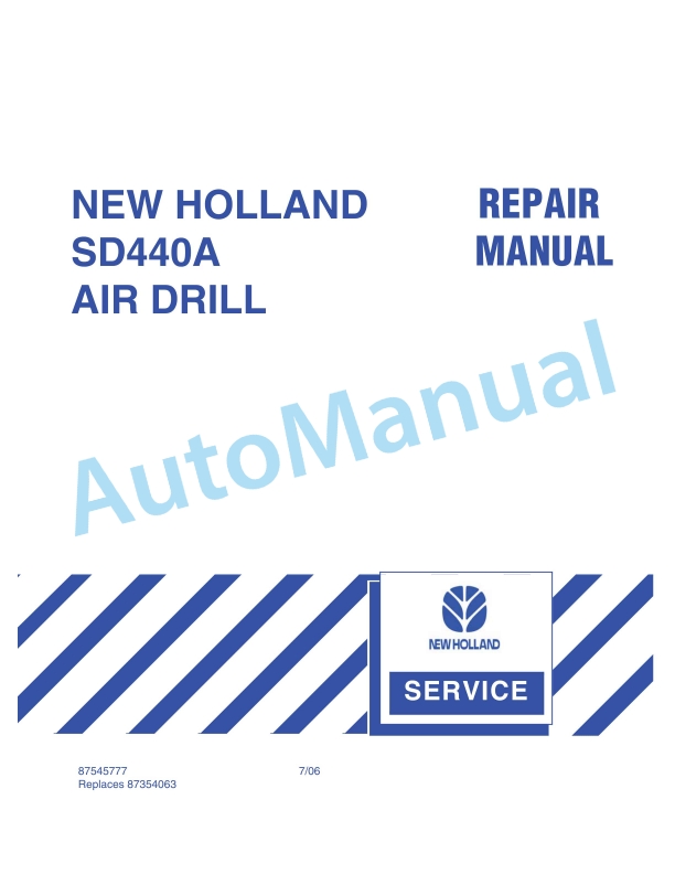 New Holland SD440A Air Drill Repair Manual 87545777