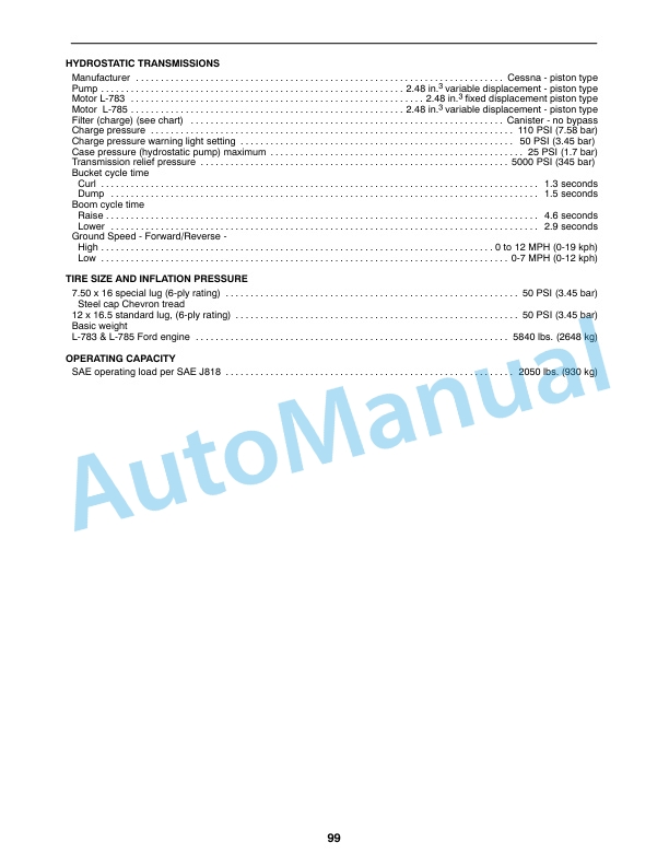 New Holland Skid Steer, Loader - Backhoe Servicing Specification 86604198-5