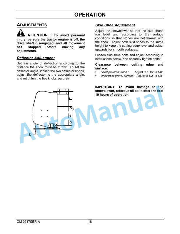New Holland Snowblower Rear Package - 51, 63 Snowblower Head Operation and Maintenance Manual 87026635-4