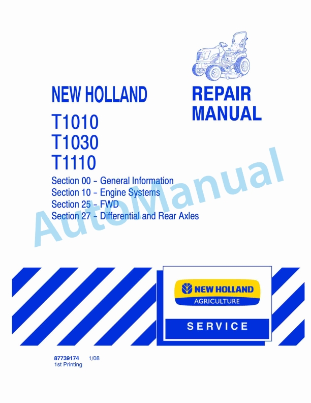 New Holland T1010, T1030, T1110 Tractor Repair Manual 87739174