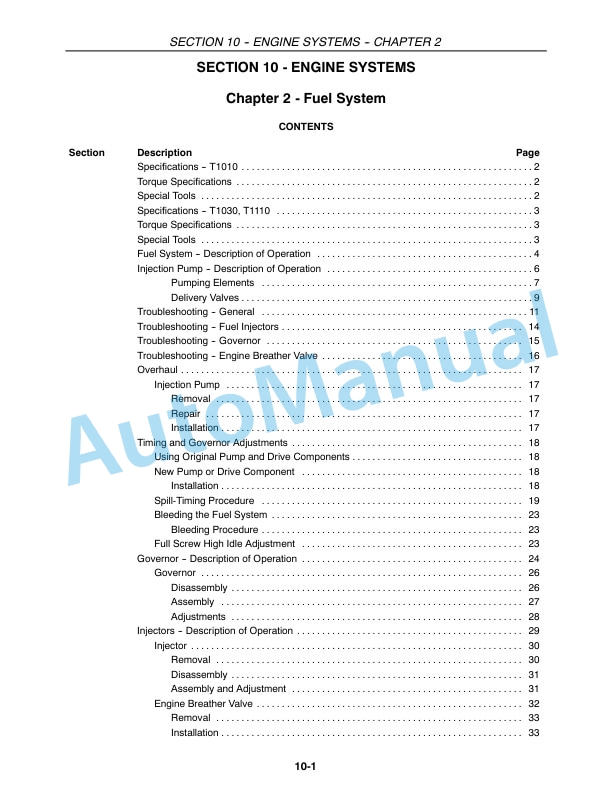 New Holland T1010, T1030, T1110 Tractor Repair Manual 87739174-4