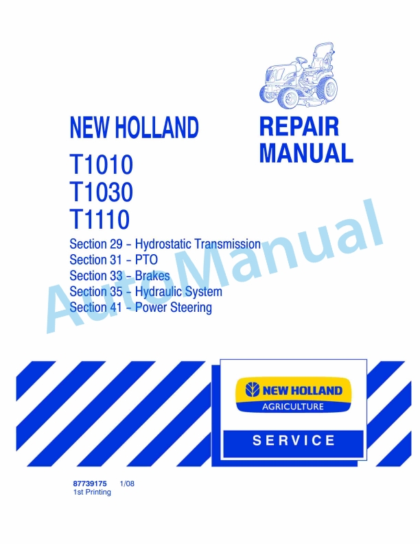 New Holland T1010, T1030, T1110 Tractor Repair Manual 87739175