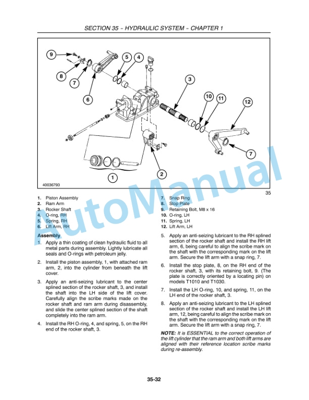 New Holland T1010, T1030, T1110 Tractor Repair Manual 87739175-4