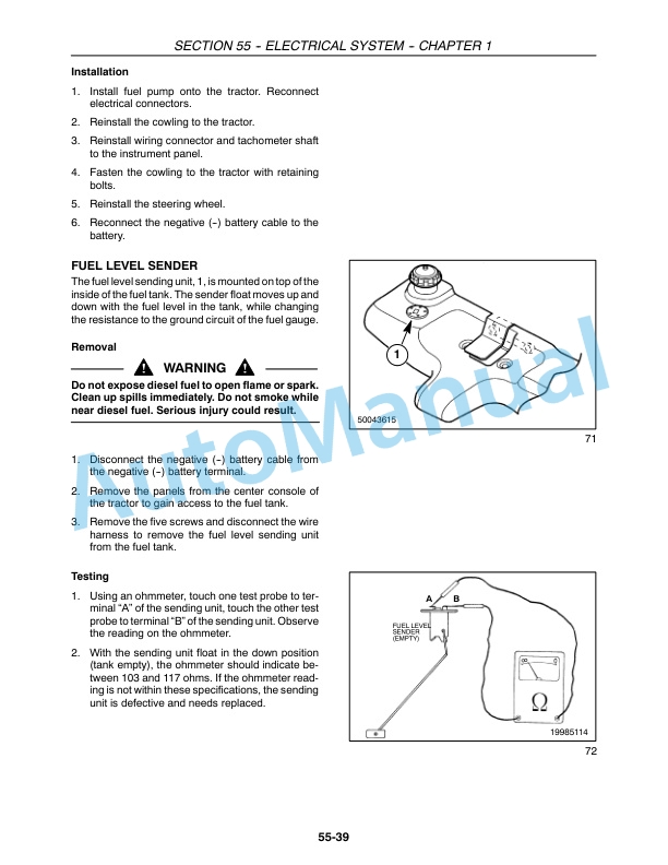 New Holland T1010, T1030, T1110 Tractor Repair Manual 87739176-2