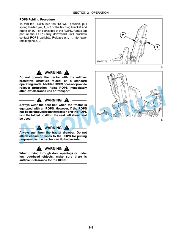New Holland T1110, 230GM Tractor Operation and Maintenance Manual 87722411-2
