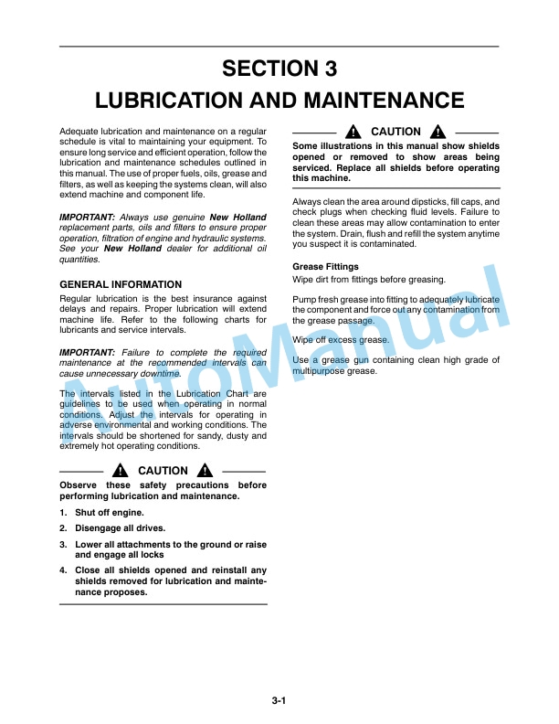 New Holland T1110, 230GM Tractor Operation and Maintenance Manual 87722411-3