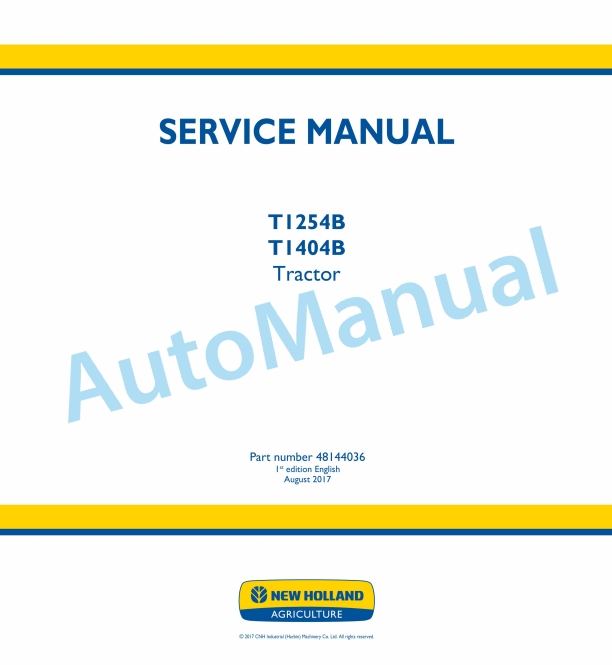 New Holland T1254B, T1404B Tractor Service Manual 48144036