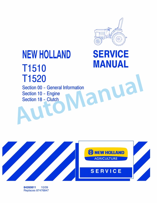 New Holland T1510, T1520 Tractor Service Manual 84260811