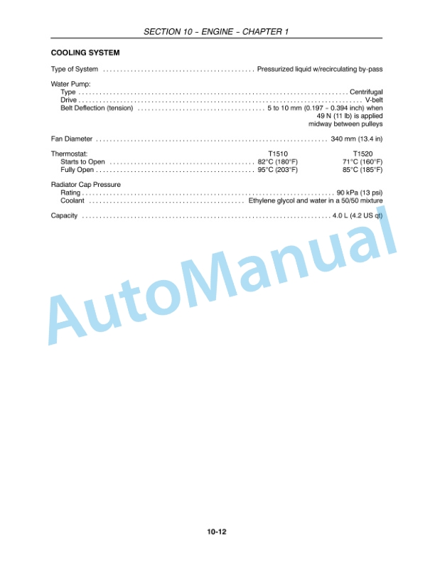 New Holland T1510, T1520 Tractor Service Manual 84260811-2
