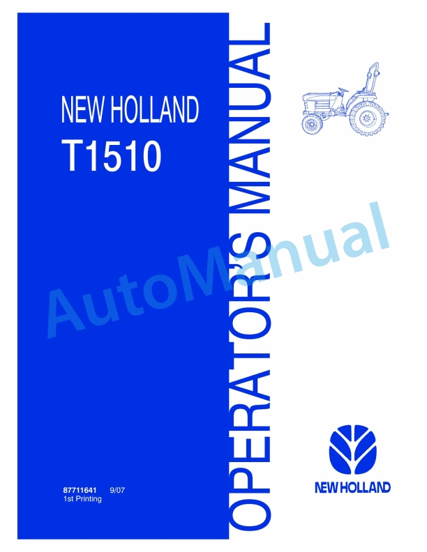 New Holland T1510 Tractor Operation and Maintenance Manual 87711641