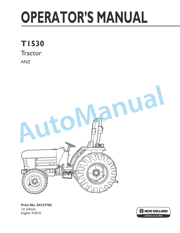 New Holland T1530 Tractor Operation and Maintenance Manual 84333785