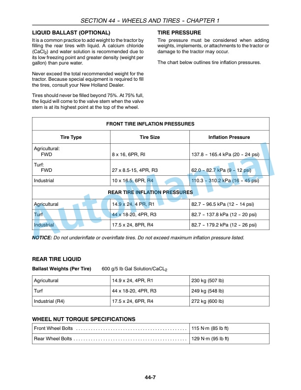 New Holland T1530 Tractor Service Manual 84227372-2