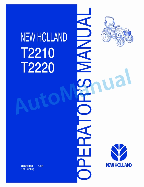 New Holland T2210, T2220 Tractor Operation and Maintenance Manual 87667448