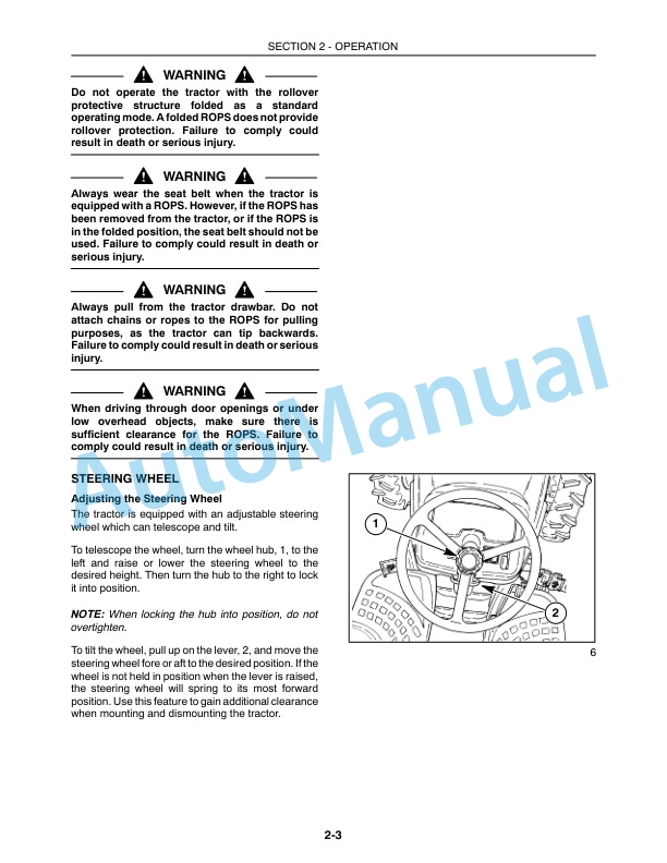Alternative view of New Holland T2210, T2220 Tractor Operation and Maintenance Manual 87667448